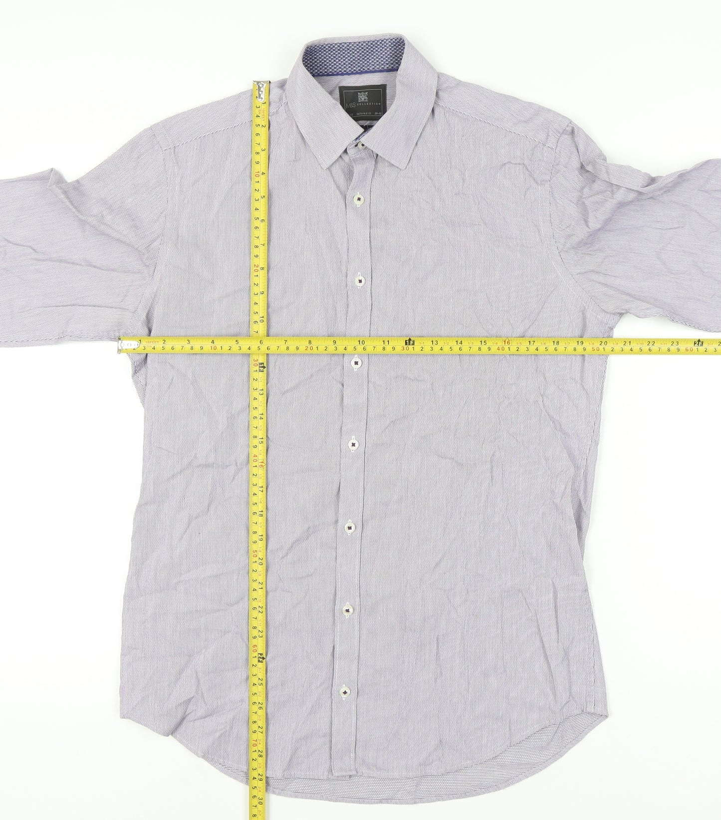 Marks and Spencer Men's Striped Shirt, M, Multicoloured