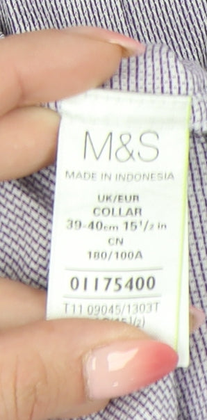 Marks and Spencer Men's Striped Shirt, M, Multicoloured