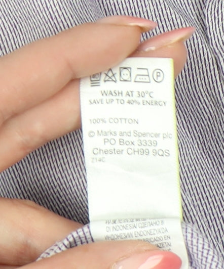 Marks and Spencer Men's Striped Shirt, M, Multicoloured