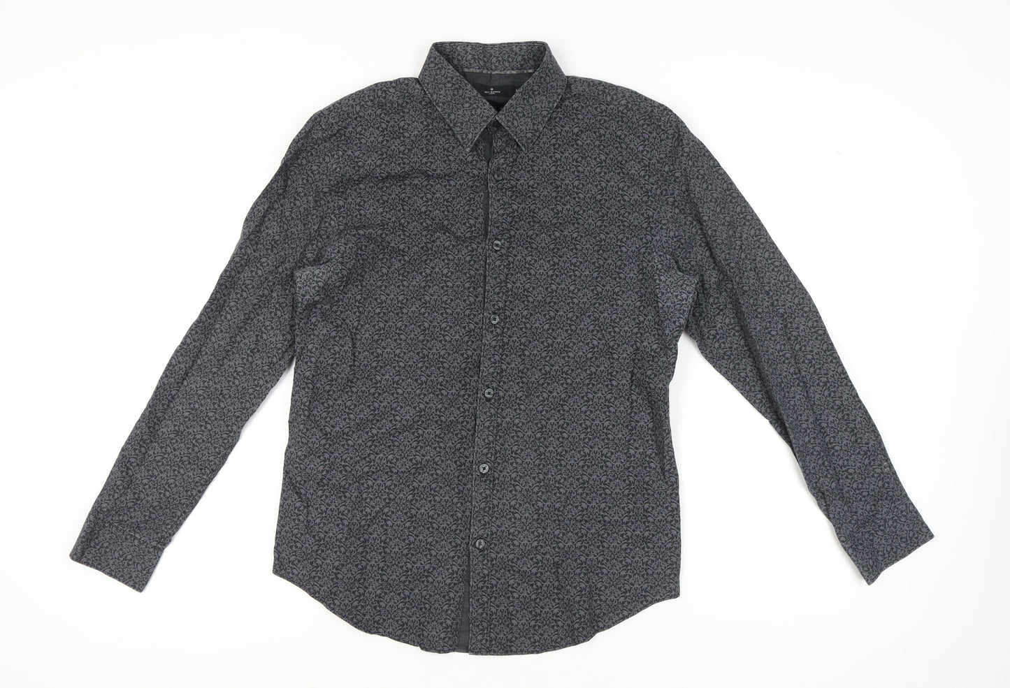 Jeff Banks Men's Black Geometric Long Sleeve Shirt M