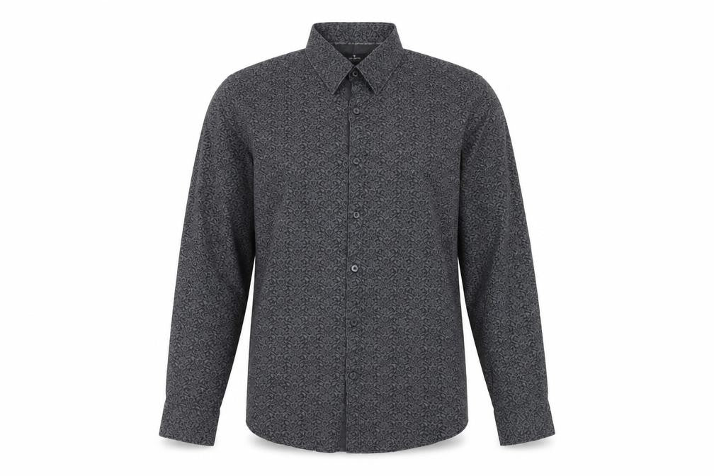 Jeff Banks Men's Black Geometric Long Sleeve Shirt M