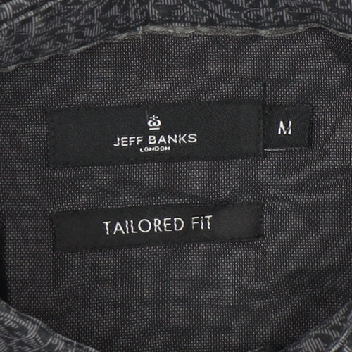 Jeff Banks Men's Black Geometric Long Sleeve Shirt M