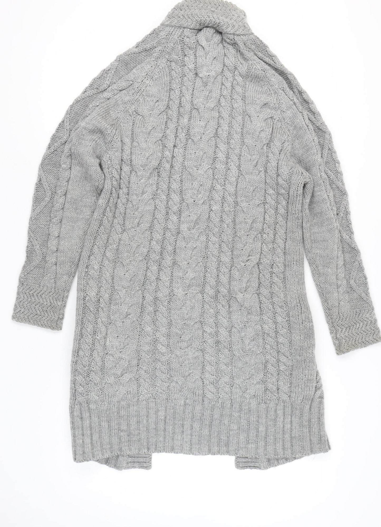 Woolovers Grey Wool Cardigan Women L Winter Comfortable