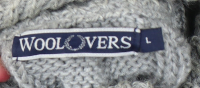 Woolovers Grey Wool Cardigan Women L Winter Comfortable