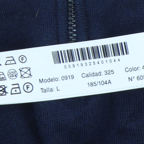 Massimo Dutti Men's Blue Wool Full Zip Jumper L