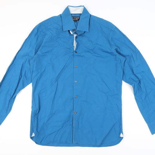 Marks and Spencer Men's Blue Long Sleeve Shirt, Size 16