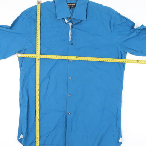 Marks and Spencer Men's Blue Long Sleeve Shirt, Size 16