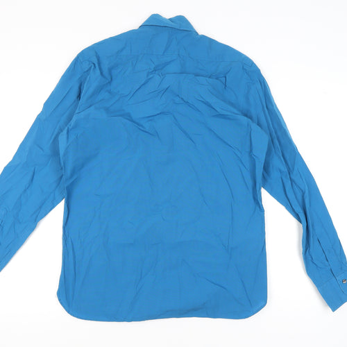 Marks and Spencer Men's Blue Long Sleeve Shirt, Size 16
