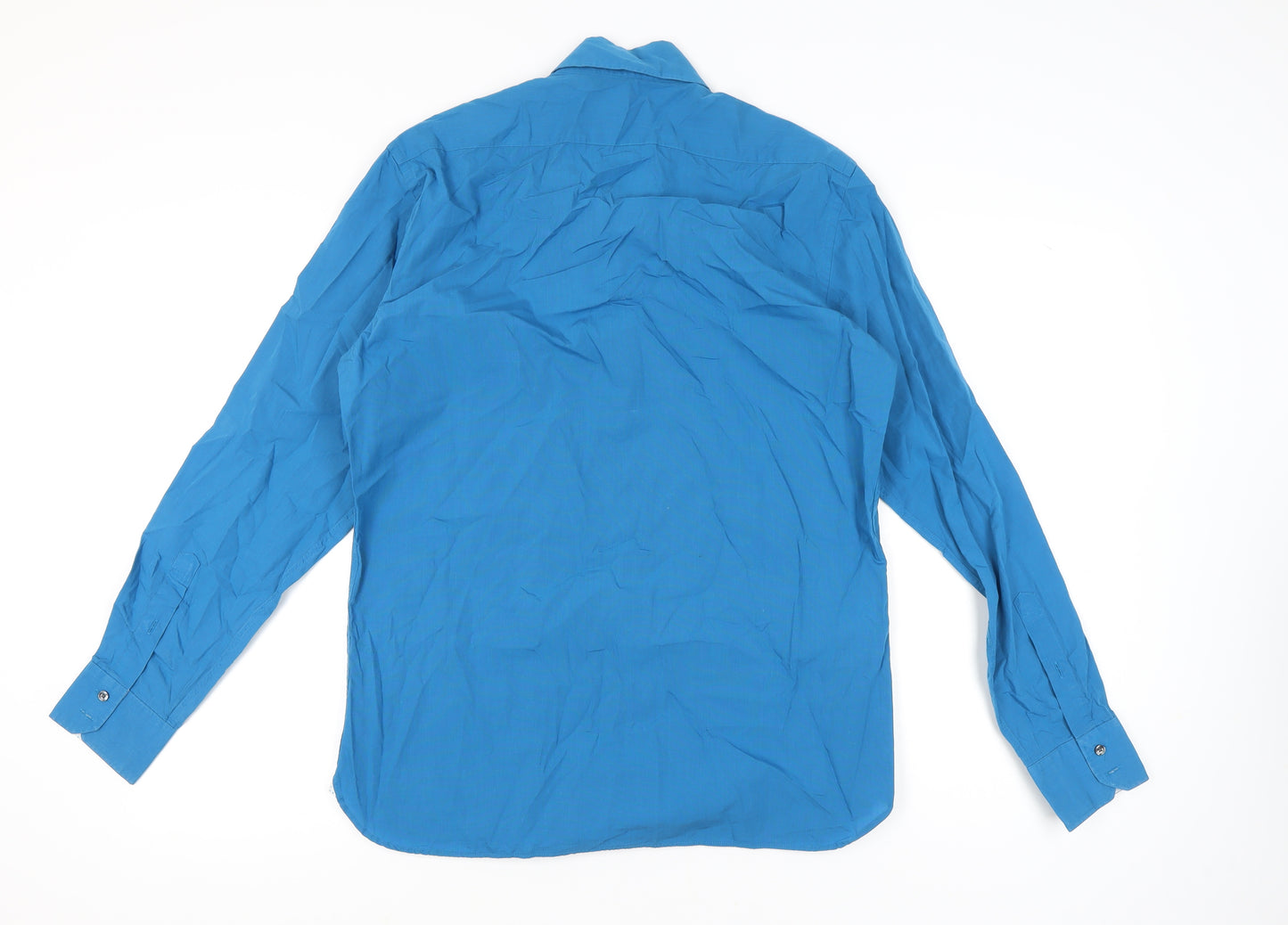 Marks and Spencer Men's Blue Long Sleeve Shirt, Size 16