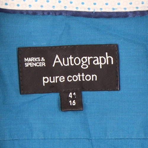 Marks and Spencer Men's Blue Long Sleeve Shirt, Size 16