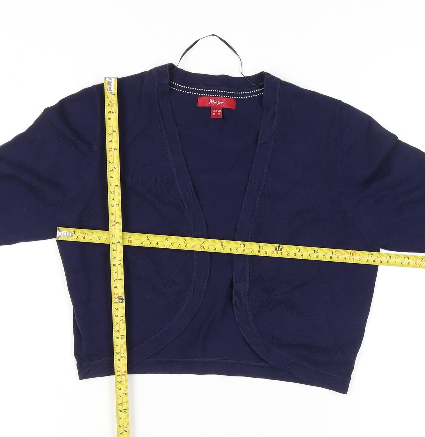 Monsoon Women's Blue Cardigan, Size 14, Cotton Blend