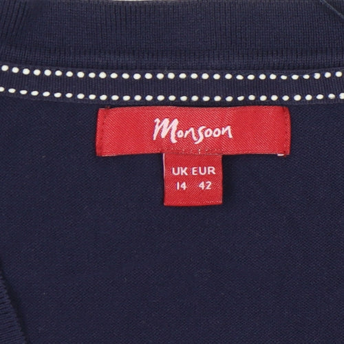 Monsoon Women's Blue Cardigan, Size 14, Cotton Blend
