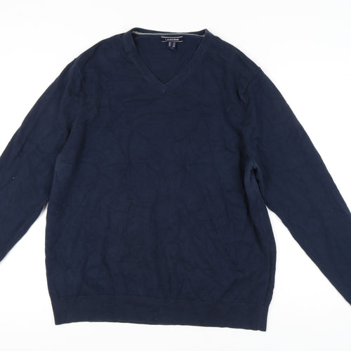 Lands' End Men's V-Neck Blue Pullover Jumper XL
