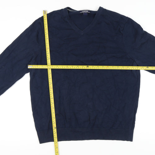 Lands' End Men's V-Neck Blue Pullover Jumper XL