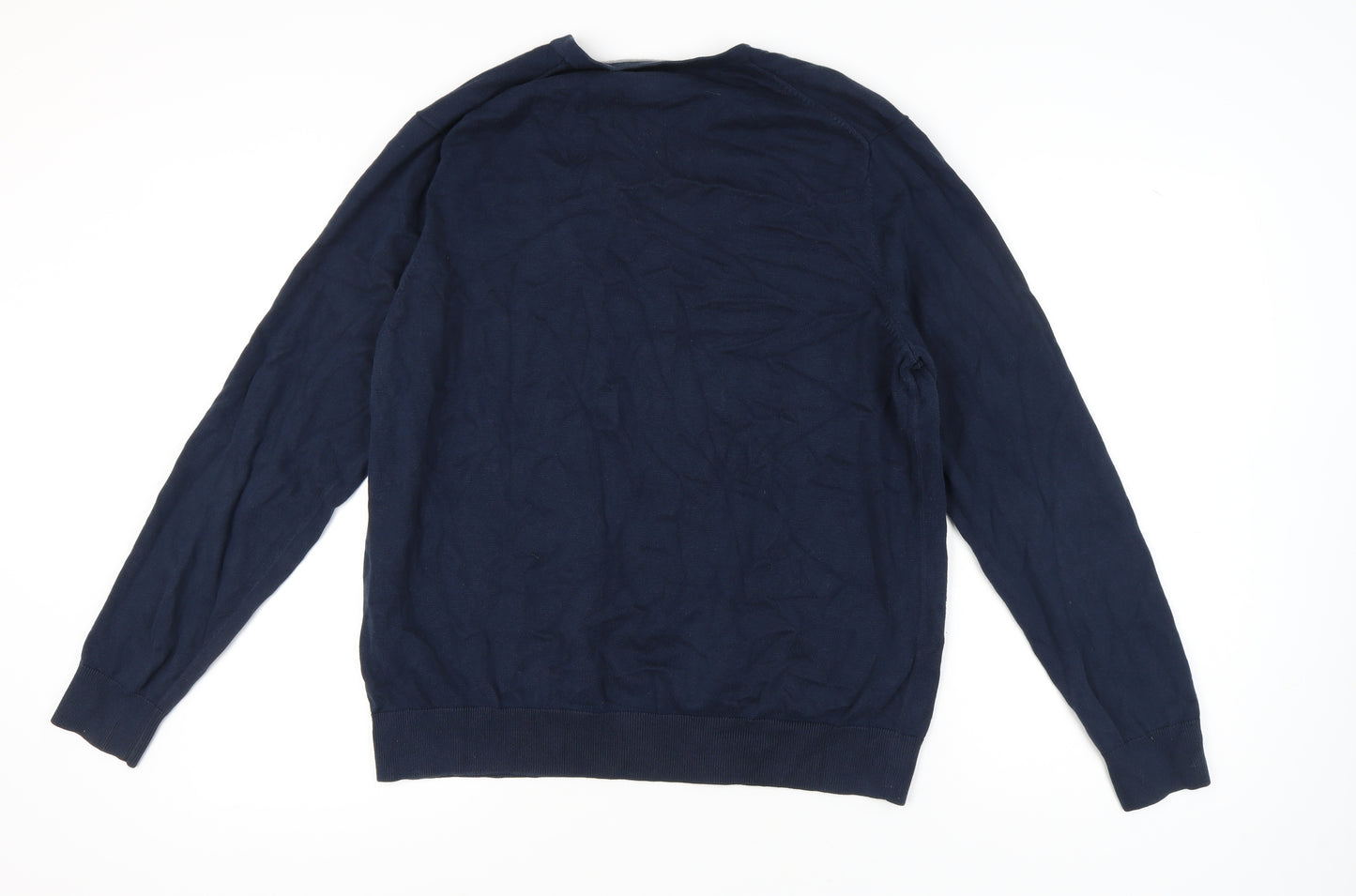 Lands' End Men's V-Neck Blue Pullover Jumper XL