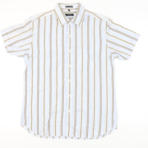 Linea Men's Multicoloured Striped Cotton Shirt L