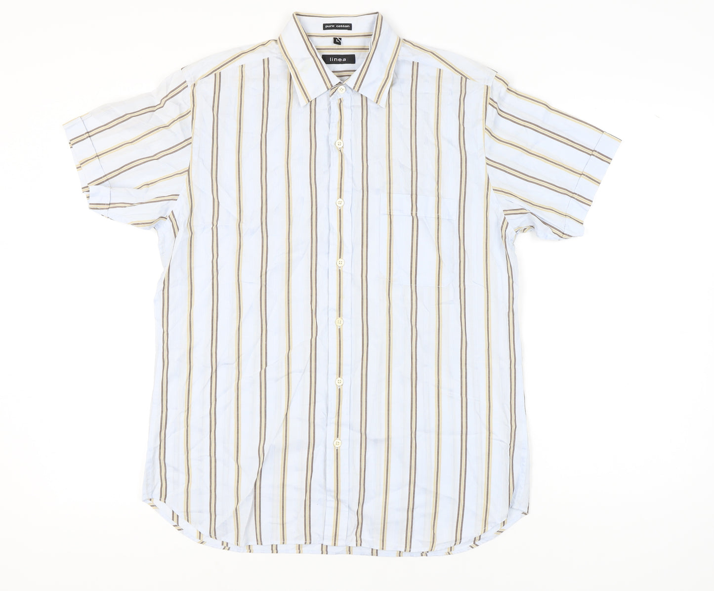 Linea Men's Multicoloured Striped Cotton Shirt L