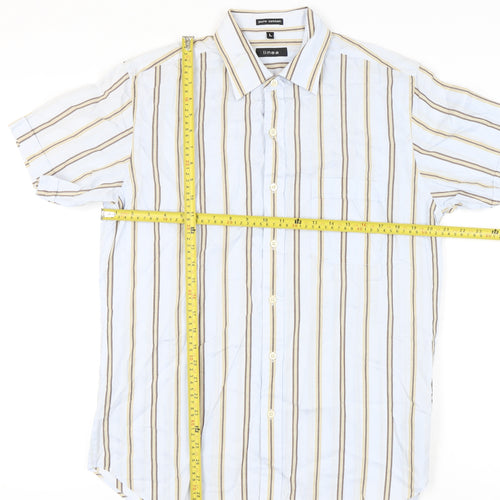 Linea Men's Multicoloured Striped Cotton Shirt L