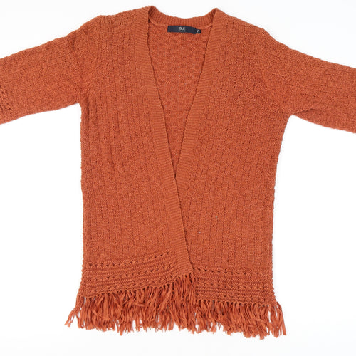 Isle Collection Women's Orange Open Front Cardigan, Size S