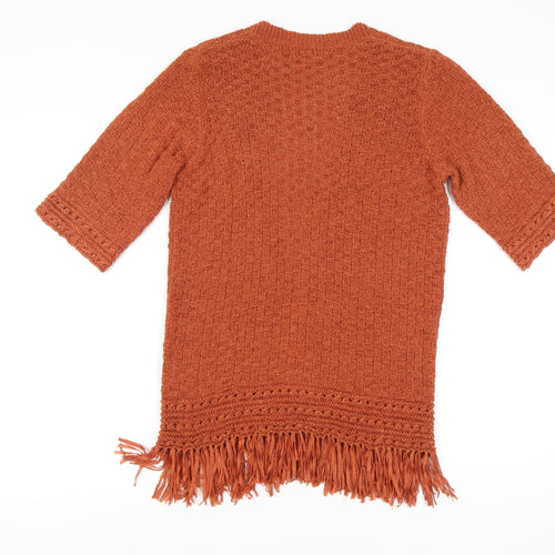 Isle Collection Women's Orange Open Front Cardigan, Size S