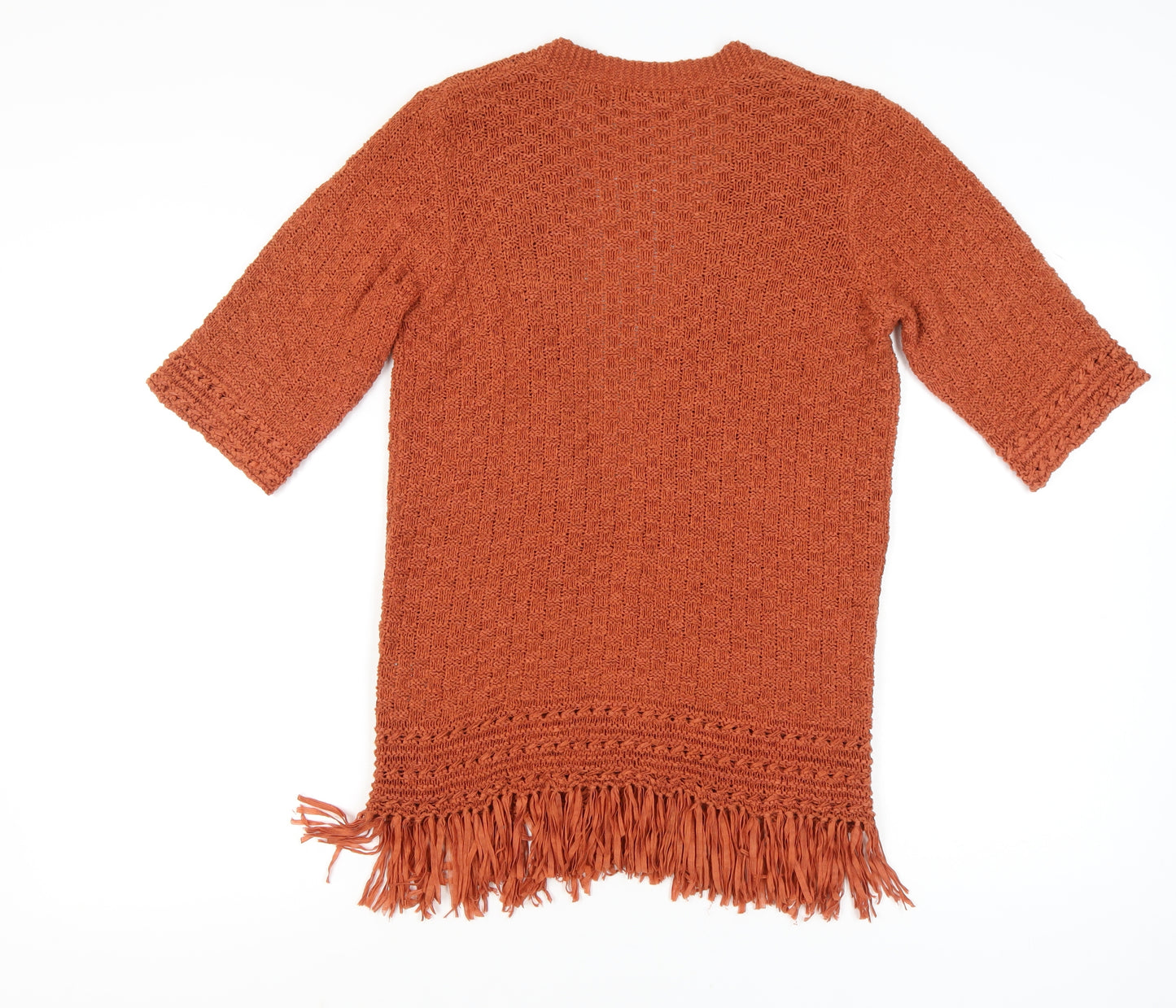 Isle Collection Women's Orange Open Front Cardigan, Size S