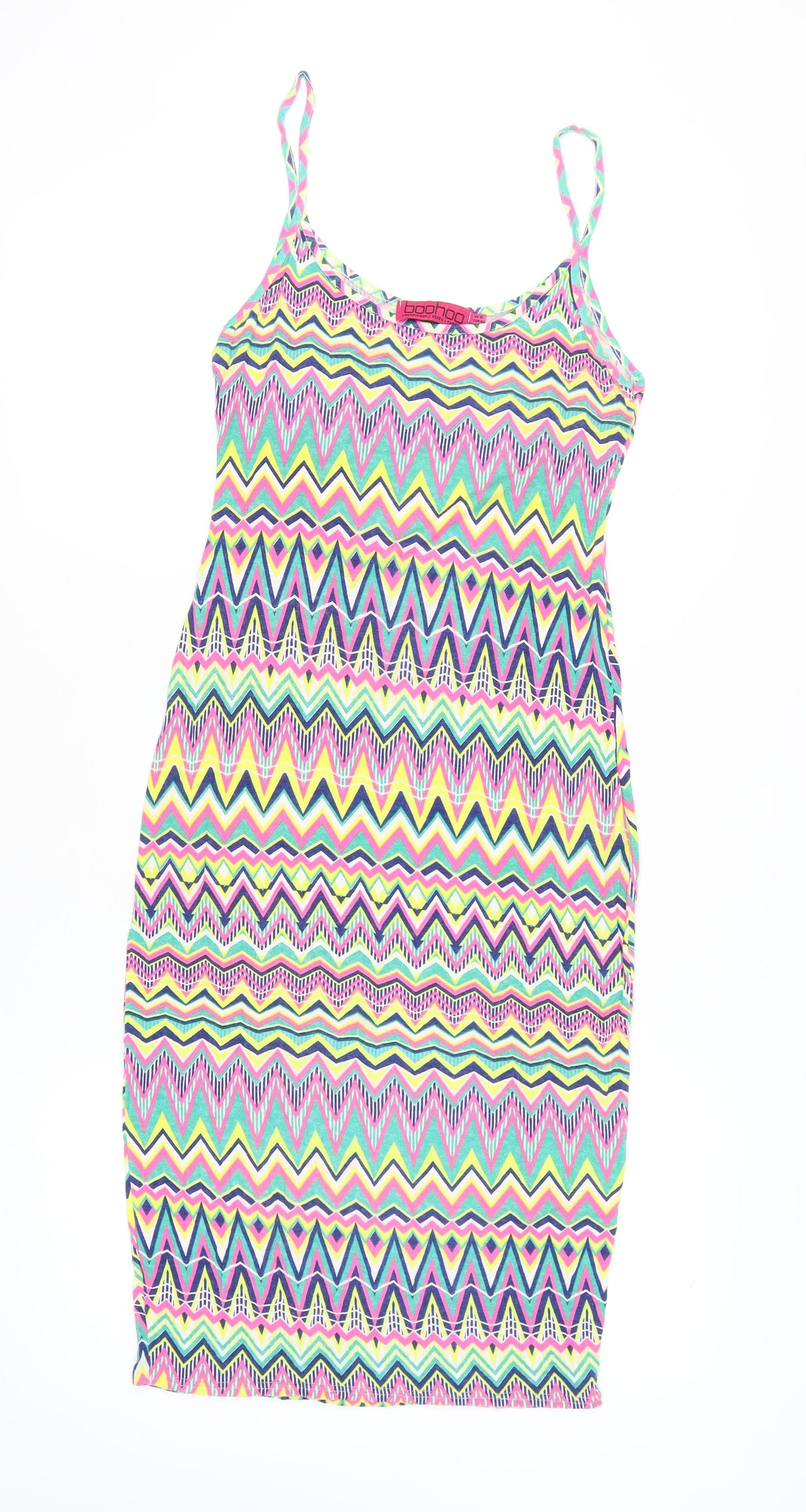 Boohoo Women's Multicoloured Chevron Slip Dress Size 12