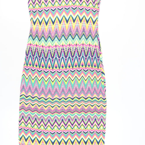 Boohoo Women's Multicoloured Chevron Slip Dress Size 12