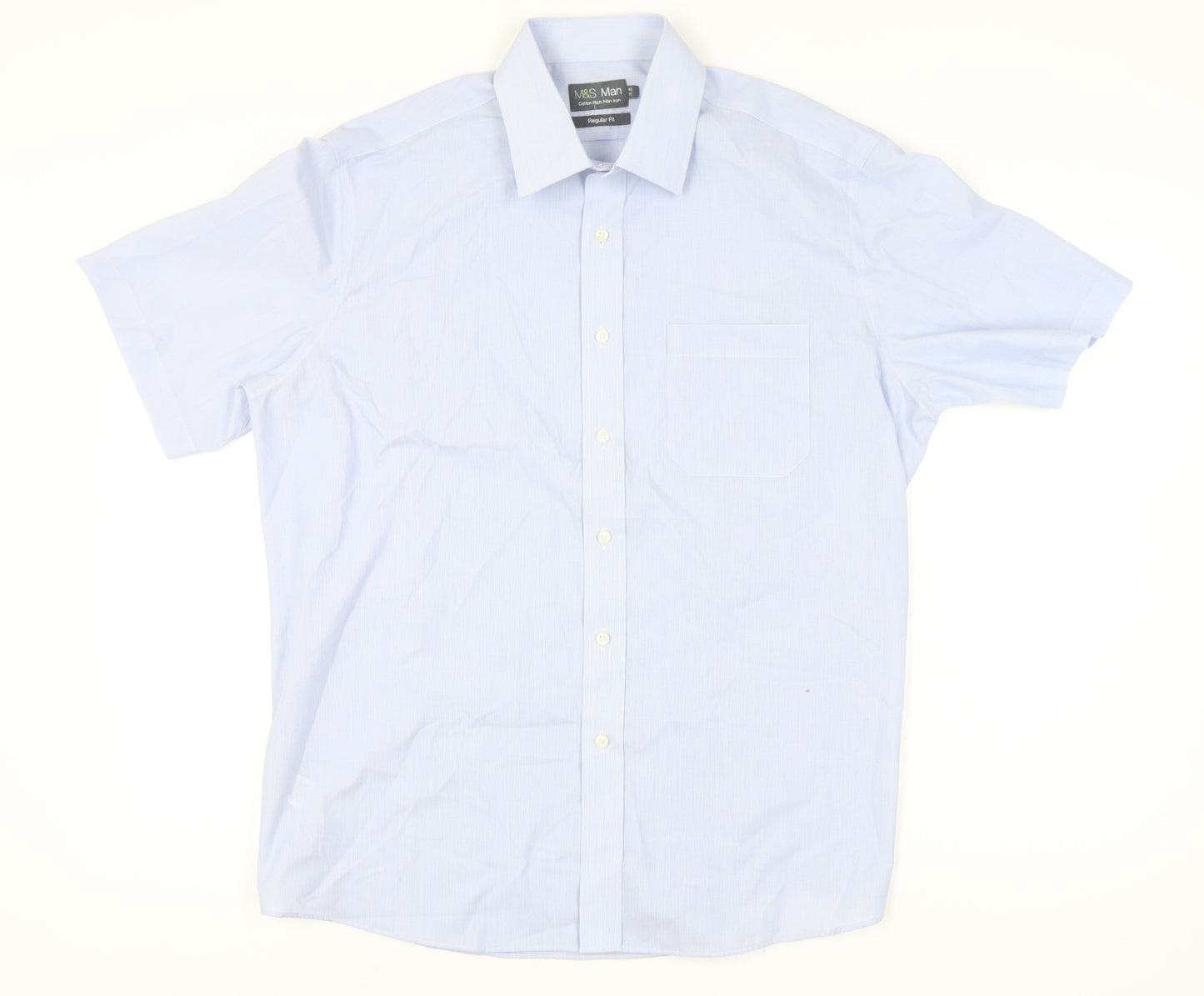 Marks and Spencer Men's Blue Regular Fit Shirt