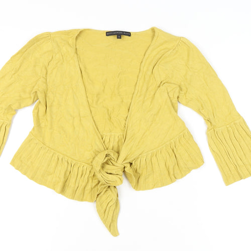 Betty Jackson Yellow Cardigan, Women's Size 10, Ruffled