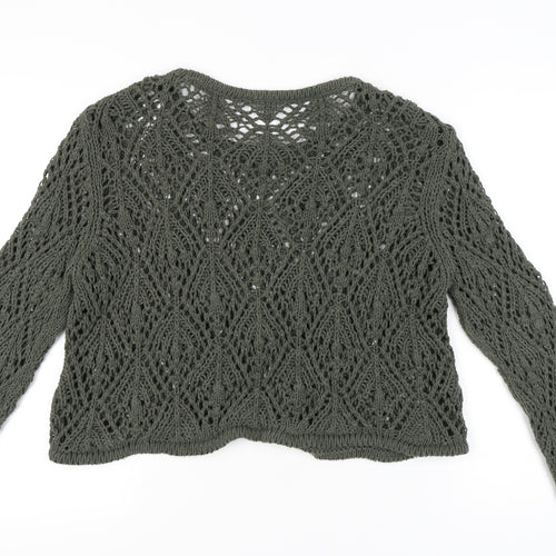 Primark Women's Green Open-Knit Pullover Jumper XL