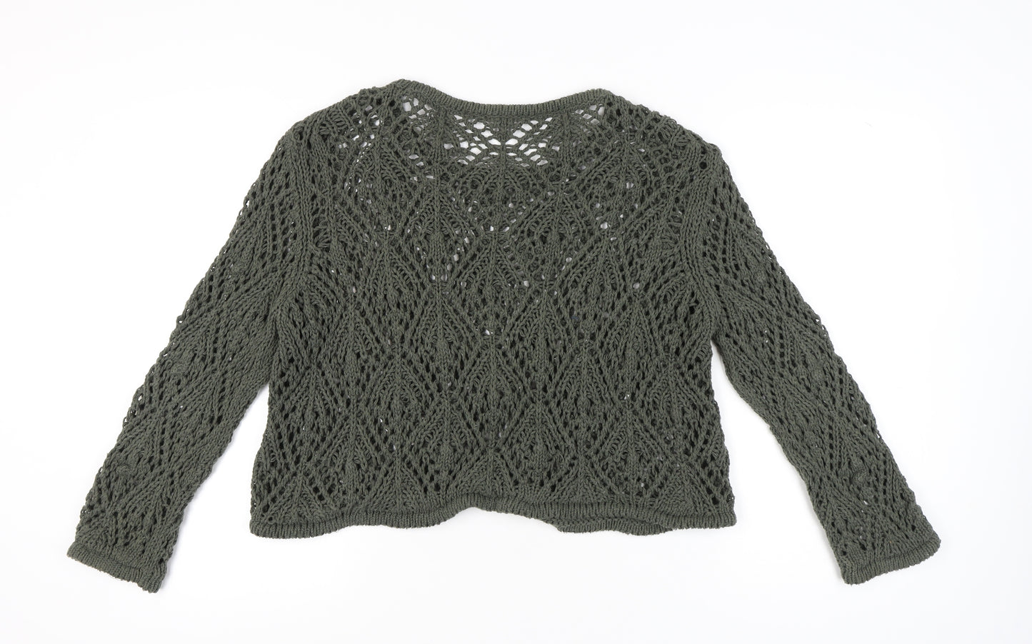 Primark Women's Green Open-Knit Pullover Jumper XL