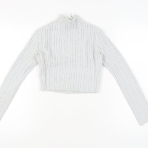 Reclaimed Vintage Women’s White Mock Neck Pullover Size 8