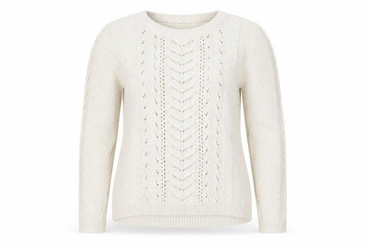 Front view of Marks & Spencer Women's Ivory Cable-Knit Pullover, size 10