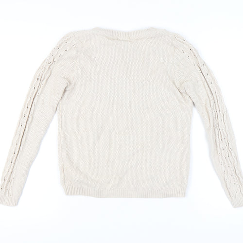 Marks and Spencer Women's Ivory Cable-Knit Pullover, Size 10