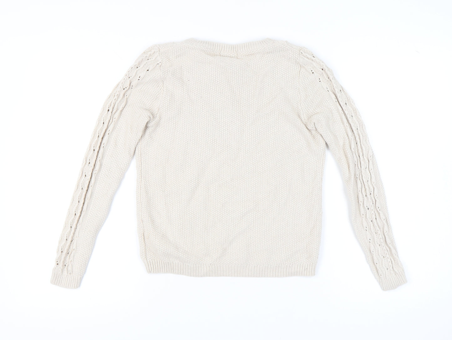 Marks and Spencer Women's Ivory Cable-Knit Pullover, Size 10