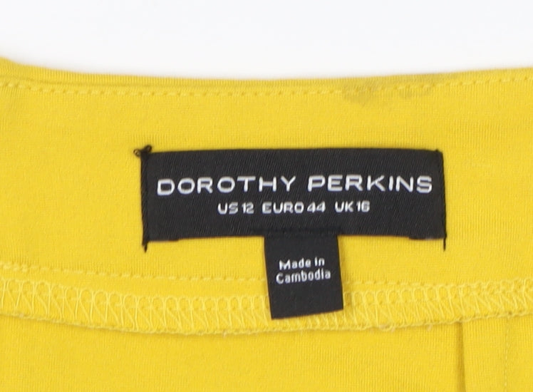 Dorothy Perkins Women's Yellow Straight Skirt Size 16