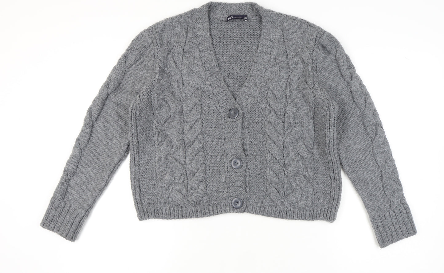 Marks and Spencer Women's Grey Cardigan L Wool Blend