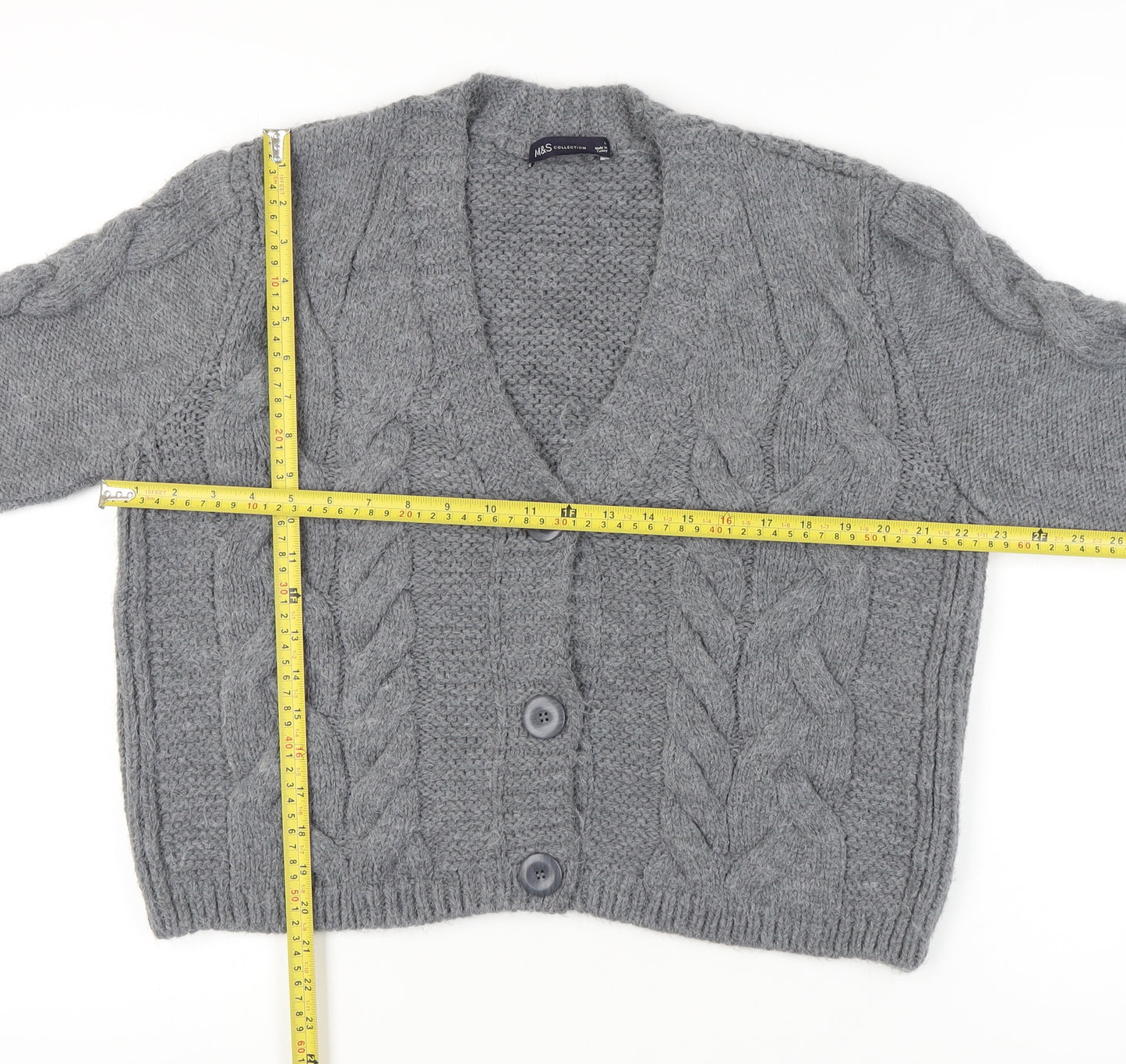 Marks and Spencer Women's Grey Cardigan L Wool Blend