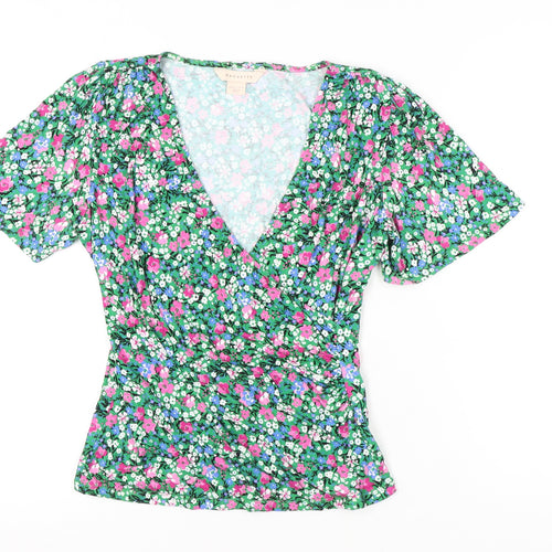 Mauvette Women's Multicoloured Floral Wrap Blouse - Size 10