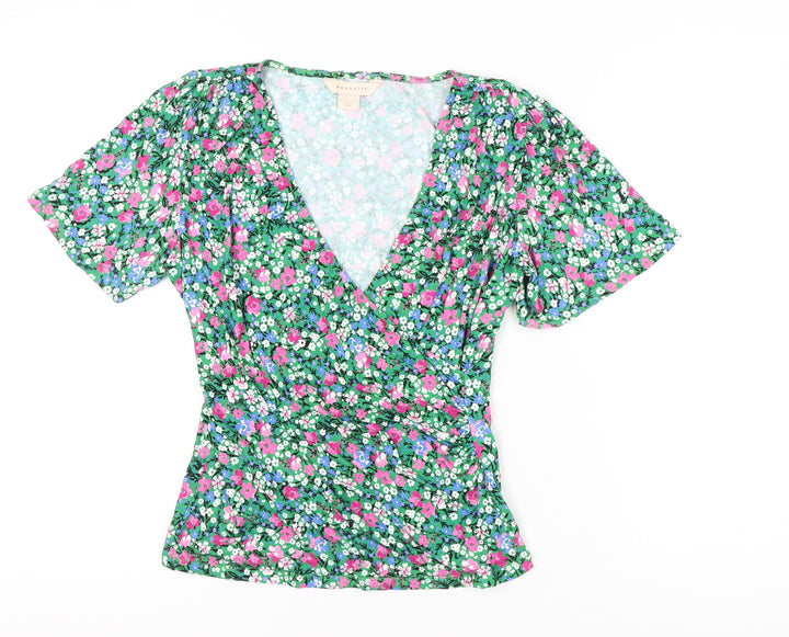 Mauvette Women's Multicoloured Floral Wrap Blouse - Size 10
