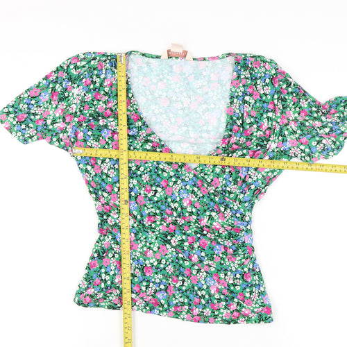 Mauvette Women's Multicoloured Floral Wrap Blouse - Size 10