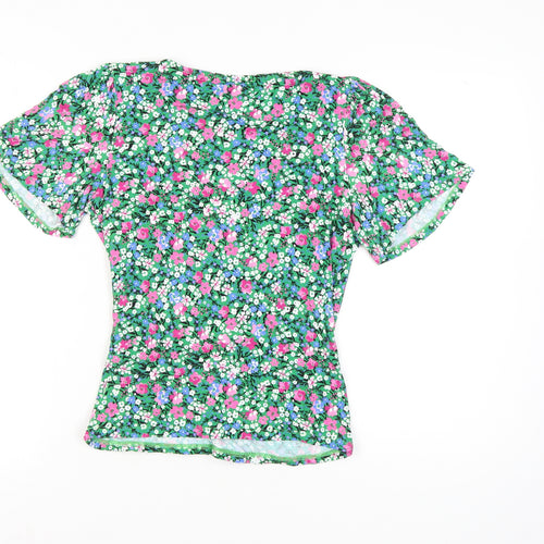 Mauvette Women's Multicoloured Floral Wrap Blouse - Size 10
