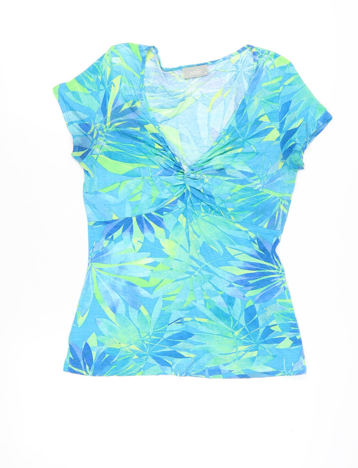 Wallis Women's Blue Floral V-Neck Tunic Shirt