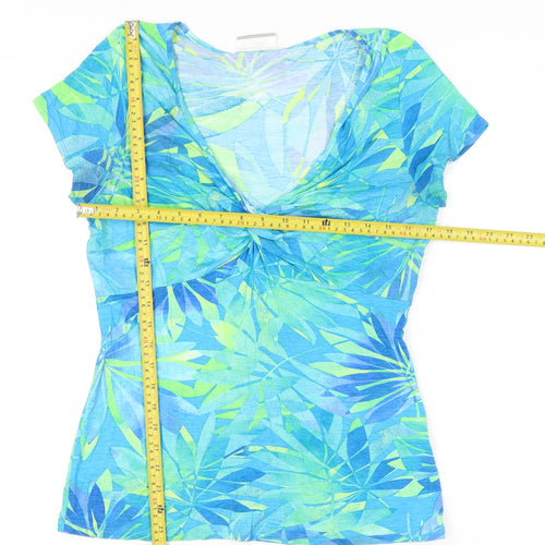 Wallis Women's Blue Floral V-Neck Tunic Shirt