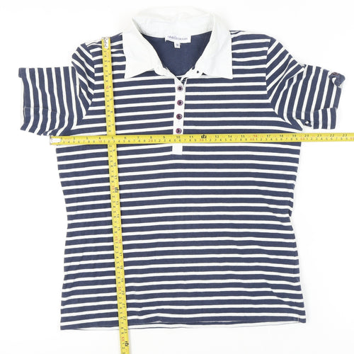 Gray & Osbourn Women's Blue Striped Polo Shirt, Size 18
