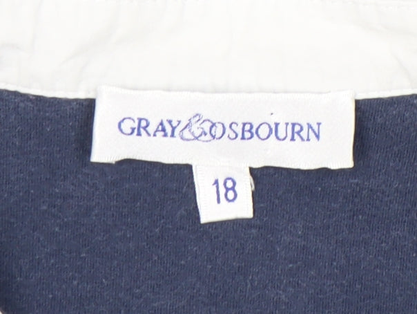 Gray & Osbourn Women's Blue Striped Polo Shirt, Size 18