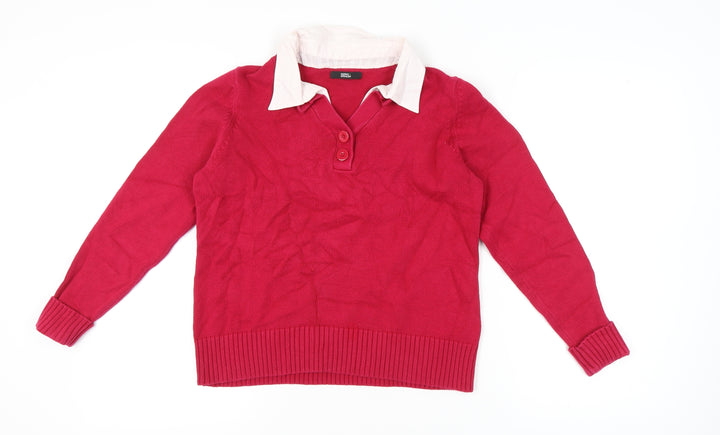Marks and Spencer Women's Red Collared Jumper Size 16
