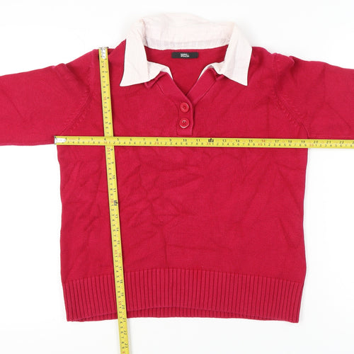 Marks and Spencer Women's Red Collared Jumper Size 16