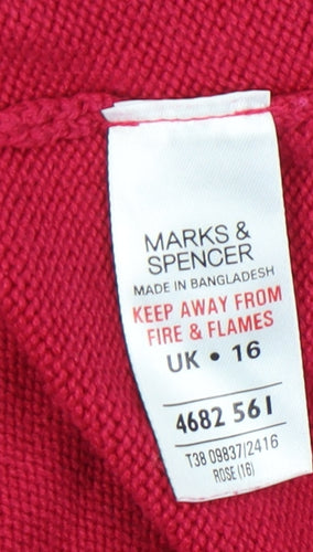 Marks and Spencer Women's Red Collared Jumper Size 16