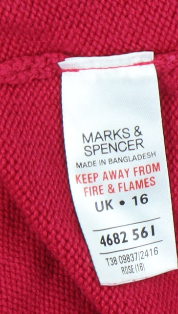 Marks and Spencer Women's Red Collared Jumper Size 16